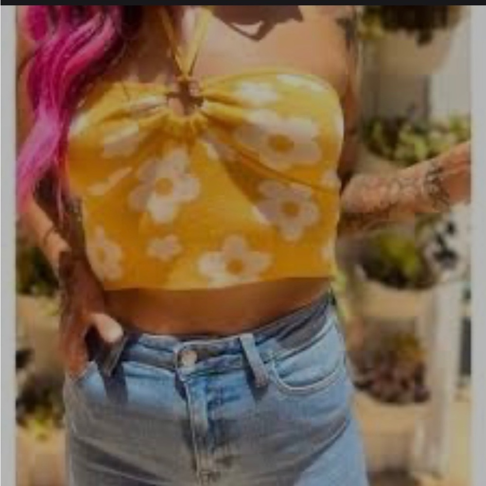 Floral knit tube top